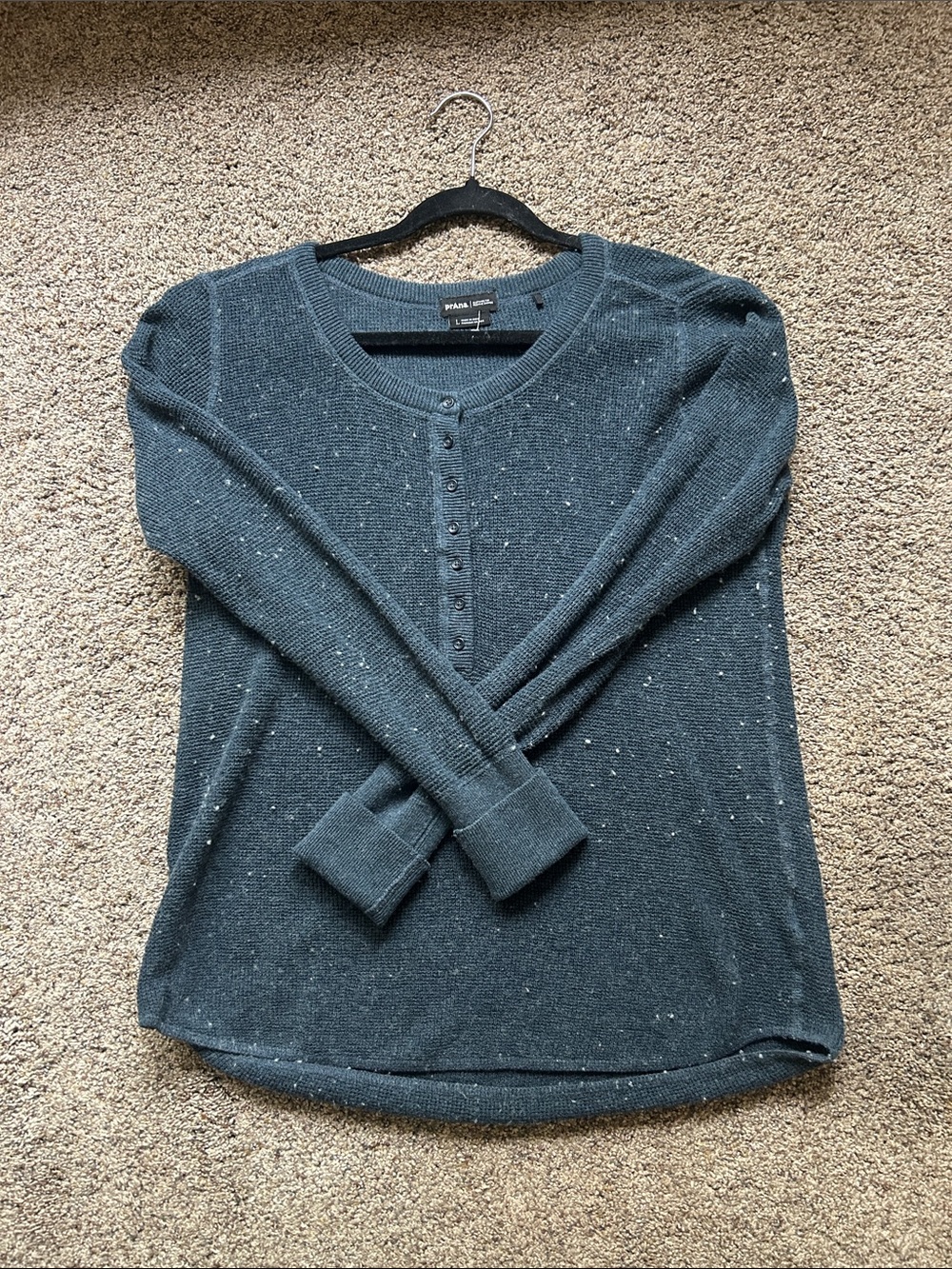 Prana Women's Blue Speckled Long-Sleeve Henley